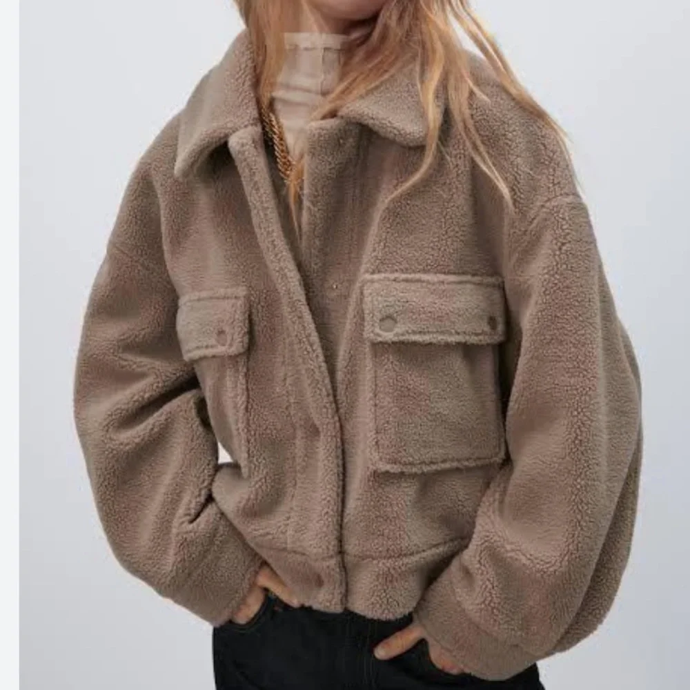 ZARA Balloon Puffed Bomber Jacket - shearling teddy fleece - Picture 2 of 6